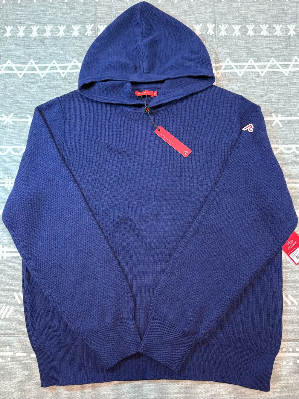 Redvanly Lenox LuxThermal Waffle Knit Hoodie Midnight Navy Men's XL - Picture 2 of 13